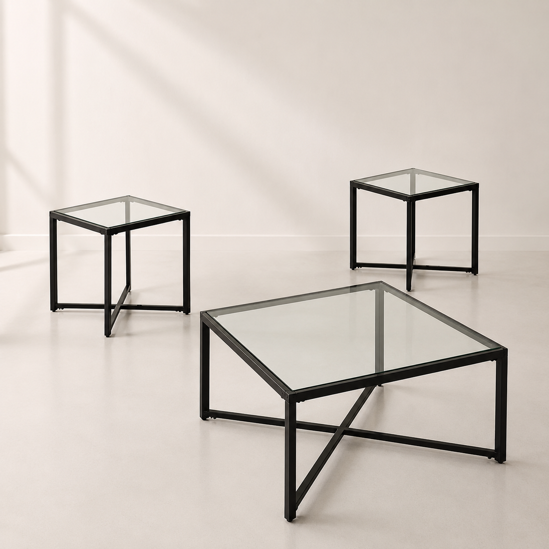 3-Piece Glass Coffee Table Set