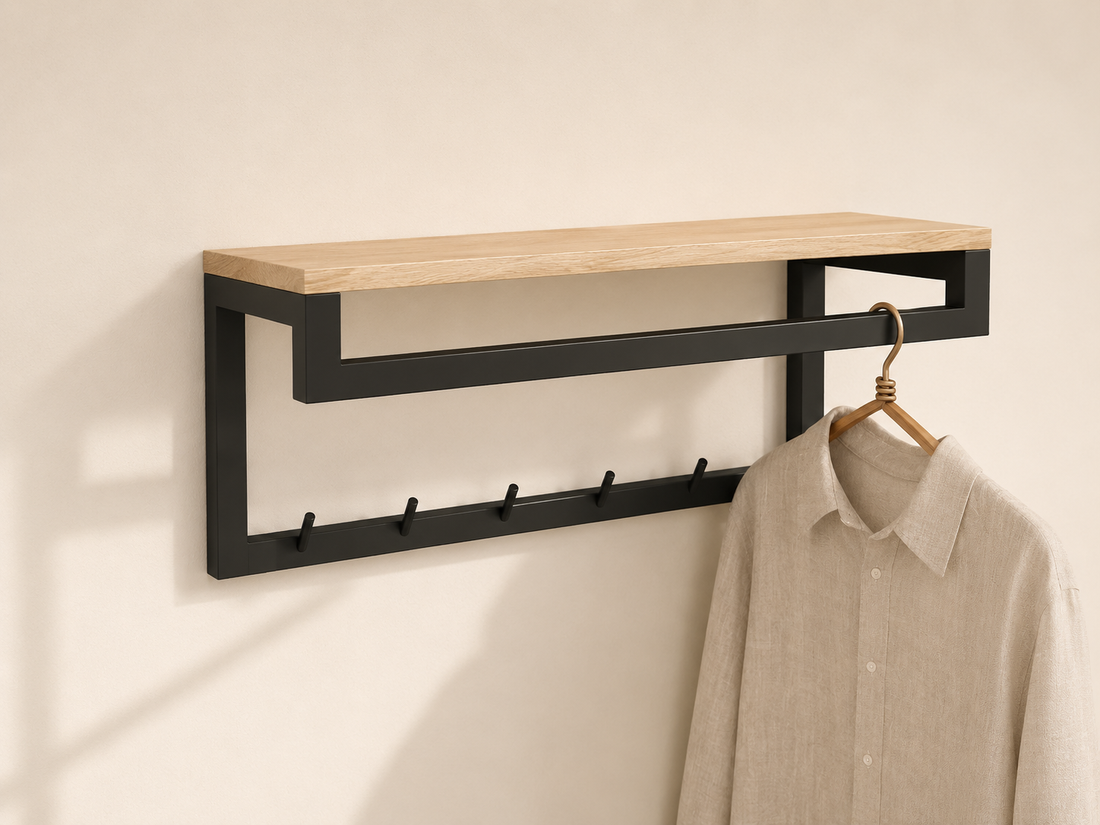 Wall Clothes Rack with Shelf