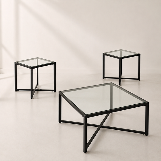 3-Piece Glass Coffee Table Set